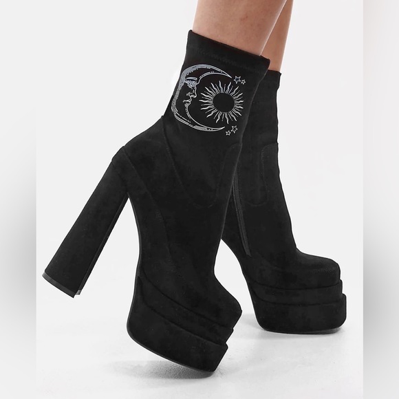 Disturbia Shoes Disturbia Faux Suede Leather Platform Sock Boots